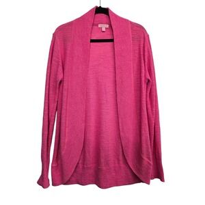 Lilly Pulitzer Pink Open Front Cardigan Large Preppy Coastal Chic Resort Wear